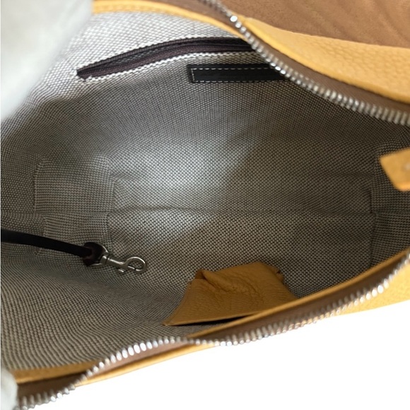 Authentic Dooney & Bourke Yellow Brown Leather Shoulder Hobo Bag - Picture 10 of 13